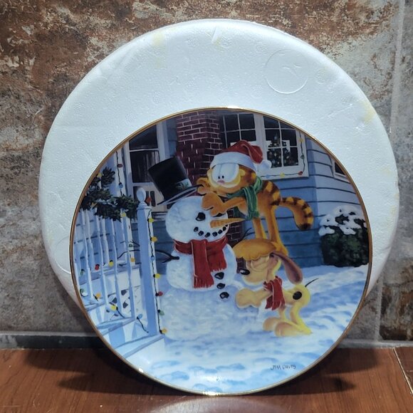 Danbury Mint Decorative Plate Garfields Christmas The Finishing Touch 1978  Jim - Picture 2 of 11